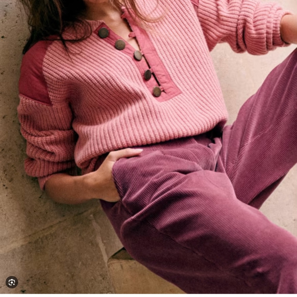 Pink and Purple Button-Up Sweater